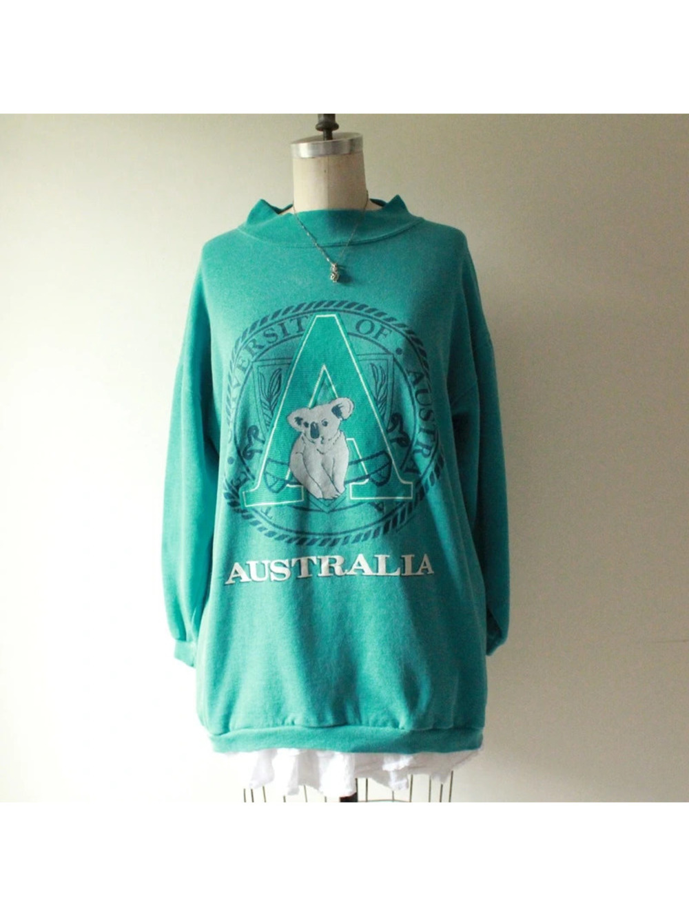 Koala Australia Teal Vintage Mock Neck Sweater Crewneck